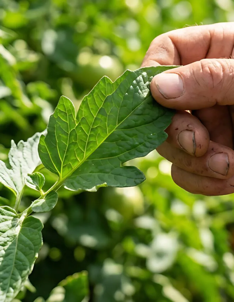 Man pinching leaf | Nitroflo | OMEX UK